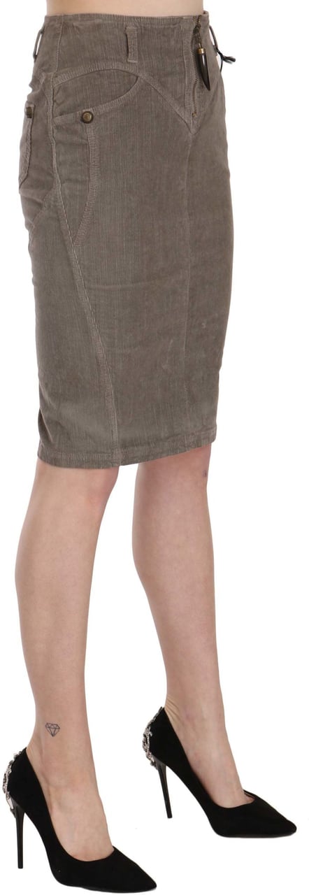 Just Cavalli Gray Corduroy Pencil Straight A-Line Skirt Grijs