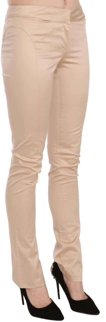 Just Cavalli Cream Low Waist Skinny Formal Trousers Pants Beige