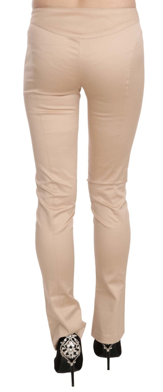 Just Cavalli Cream Low Waist Skinny Formal Trousers Pants Beige