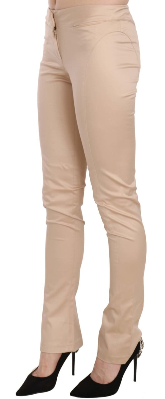 Just Cavalli Cream Low Waist Skinny Formal Trousers Pants Beige