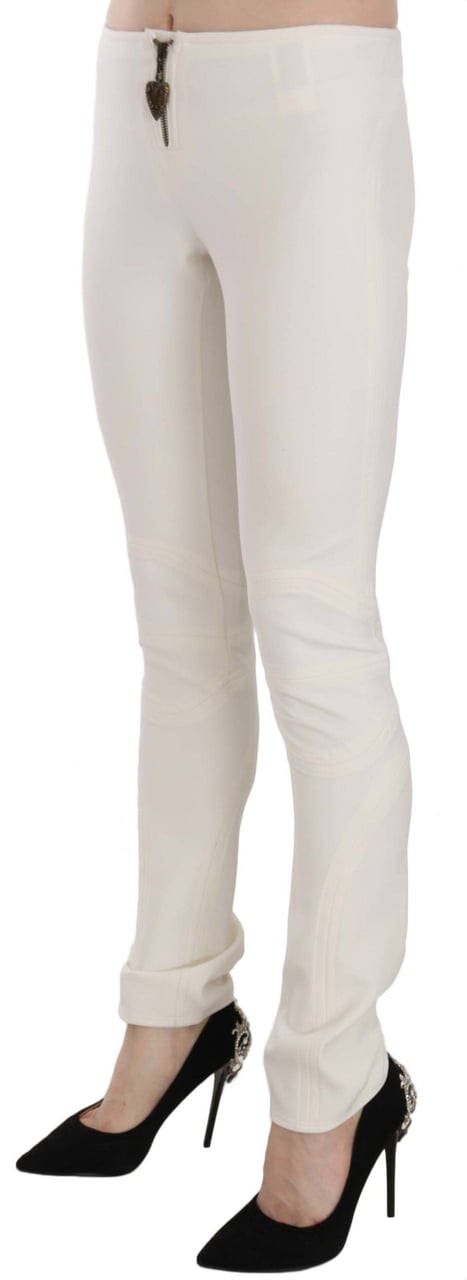Just Cavalli White Mid Waist Skinny Dress Trousers Pants Wit