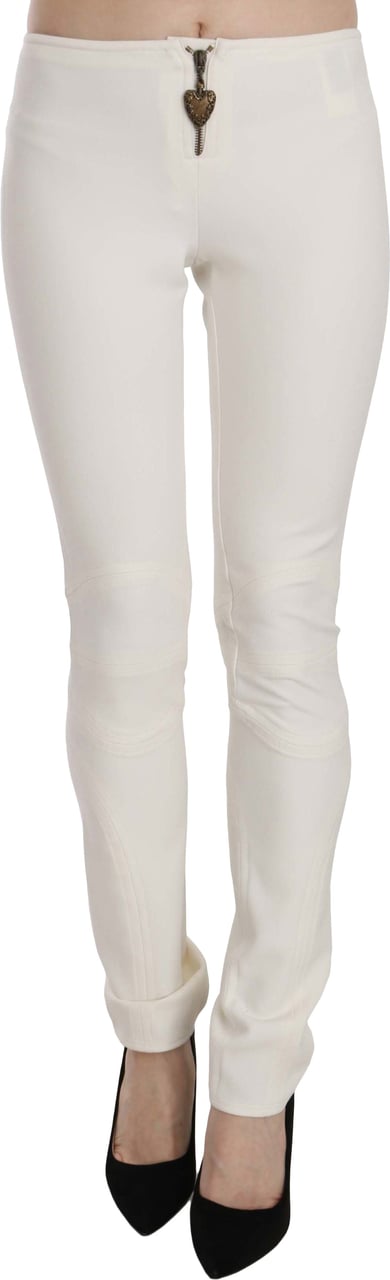 Just Cavalli White Mid Waist Skinny Dress Trousers Pants Wit