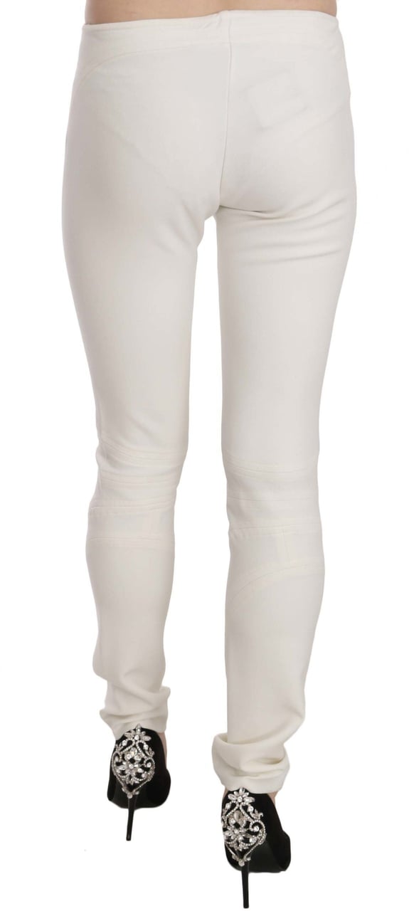Just Cavalli White Mid Waist Skinny Dress Trousers Pants Wit