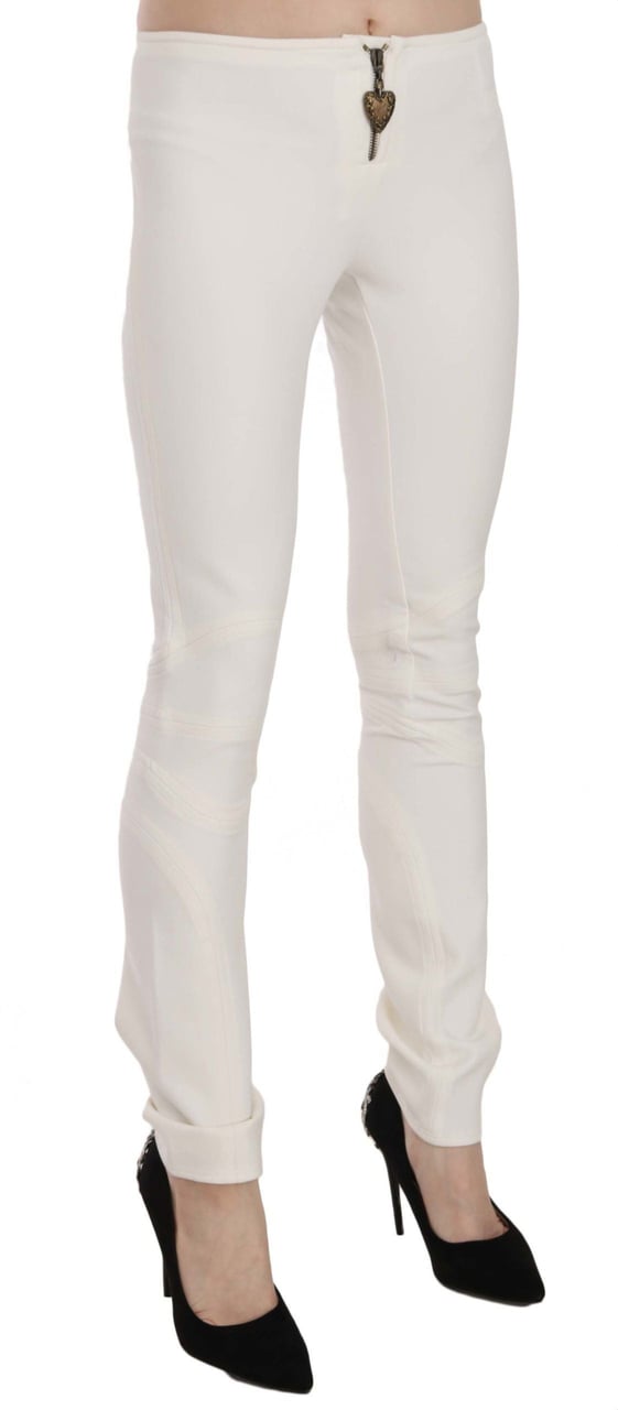 Just Cavalli White Mid Waist Skinny Dress Trousers Pants Wit
