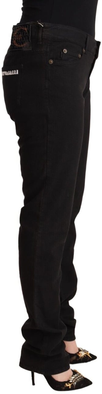 Just Cavalli Black Mid Waist Denim Cotton Skinny Jeans Zwart