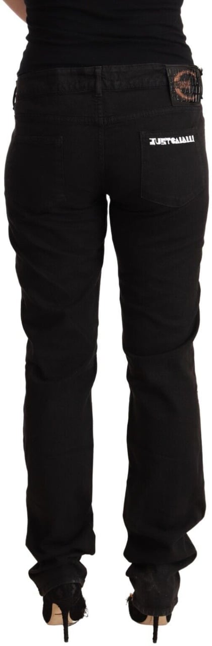 Just Cavalli Black Mid Waist Denim Cotton Skinny Jeans Zwart