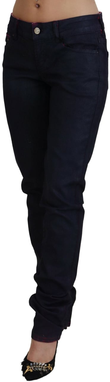 Just Cavalli Black Low Waist Slim Fit Women Casual Denim Jeans Zwart