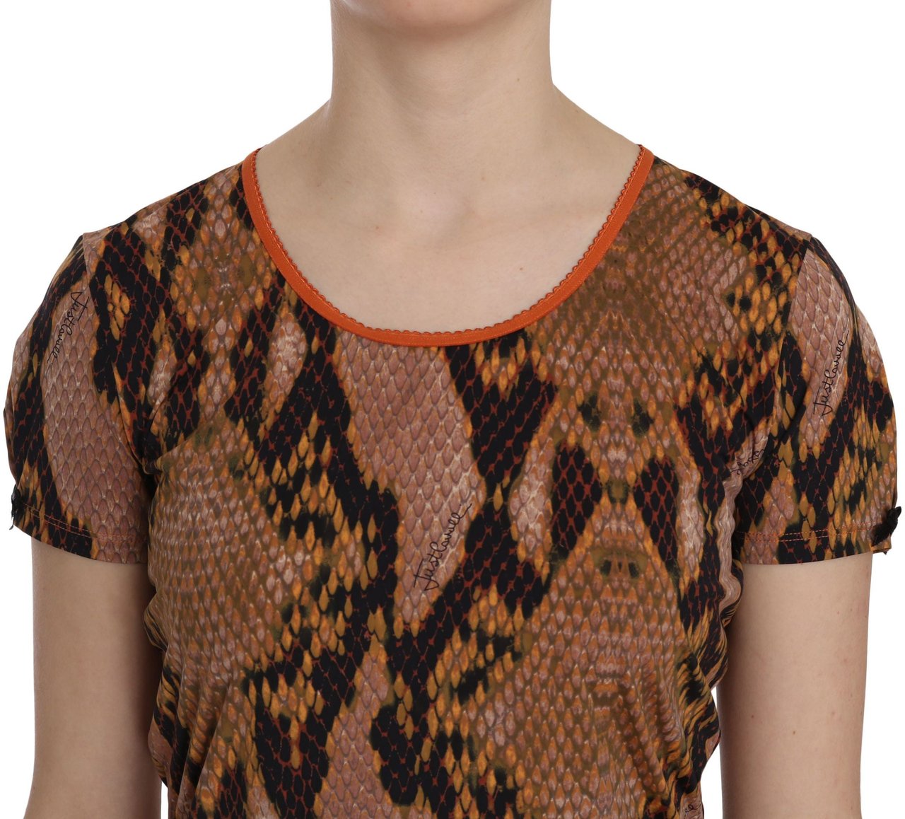 Just Cavalli Snake Skin Print Short Sleeve Top T-shirt Blauw