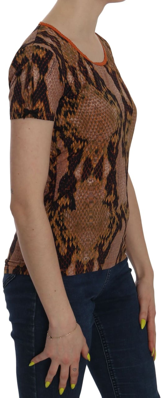 Just Cavalli Snake Skin Print Short Sleeve Top T-shirt Blauw
