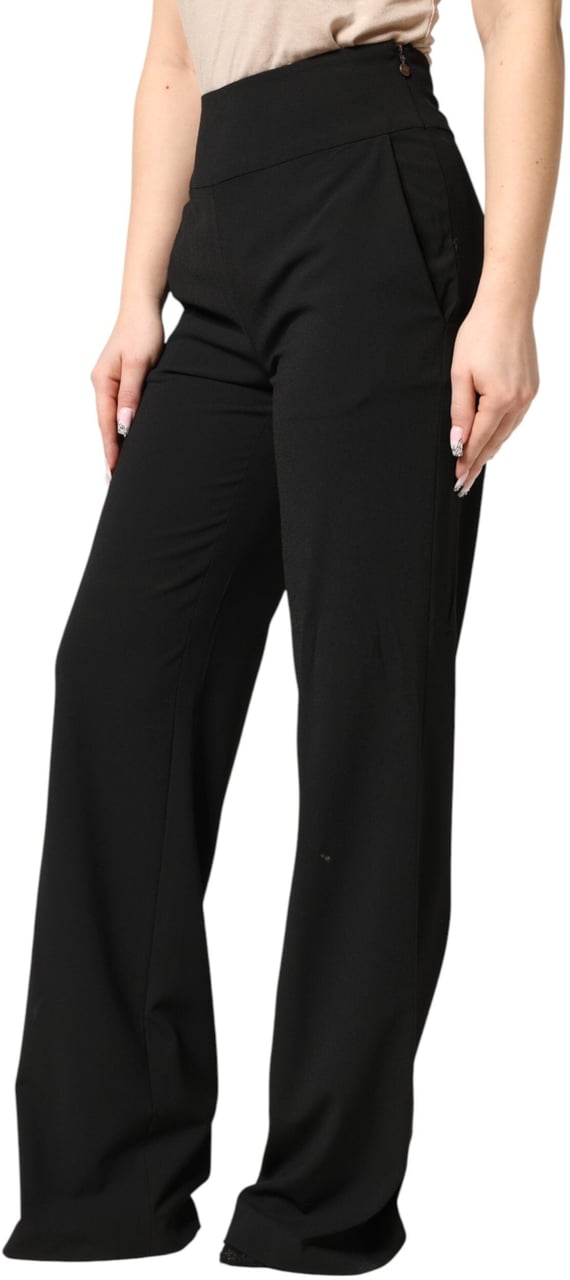 Just Cavalli Black High Waist Straight Trouser Formal Pants Zwart