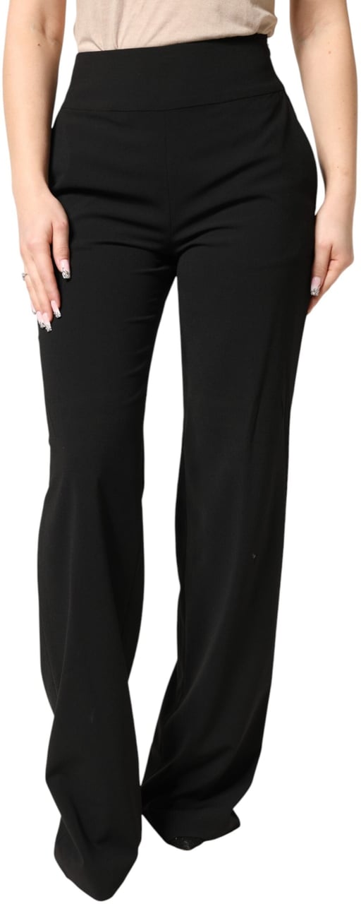 Just Cavalli Black High Waist Straight Trouser Formal Pants Zwart