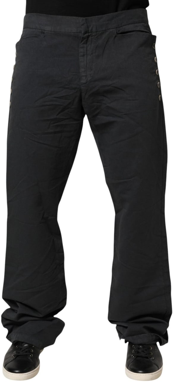 Just Cavalli Black Straight Fit Mid Waist Denim Trouser Jeans Zwart