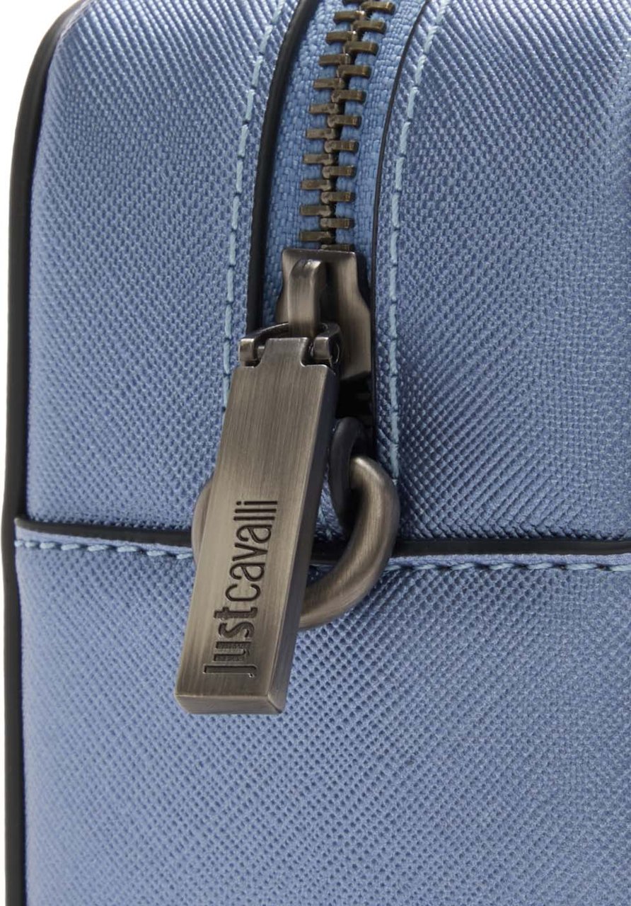 Just Cavalli Metal Kunstleer Crossbody Tas Blauw