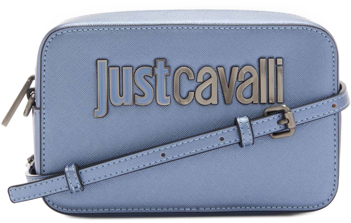 Just Cavalli Metal Kunstleer Crossbody Tas Blauw