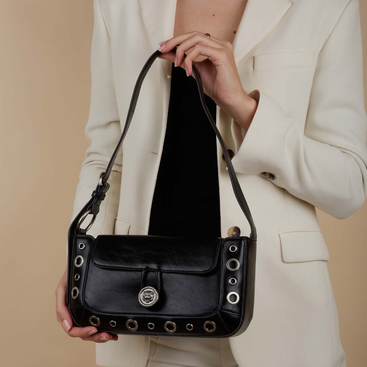 Just Cavalli Kunstleer Schoudertas Zwart