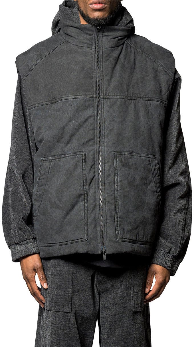 JUUN.J REVERSIBLE CAMOUFLAGE VEST BLACK Zwart