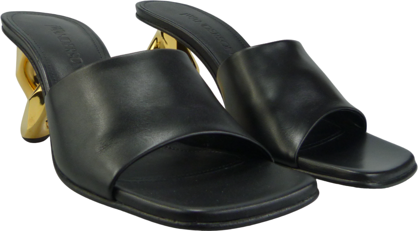 J.W. Anderson Mules nero con tacco decorativo Zwart