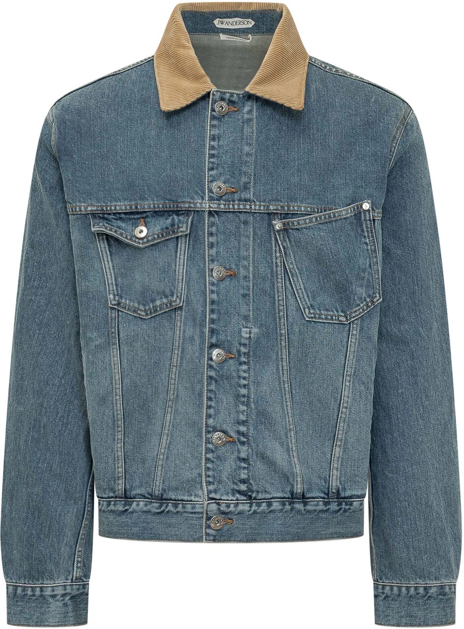 J.W. Anderson Giacca in Denim con Colletto in Velluto a Coste Blauw