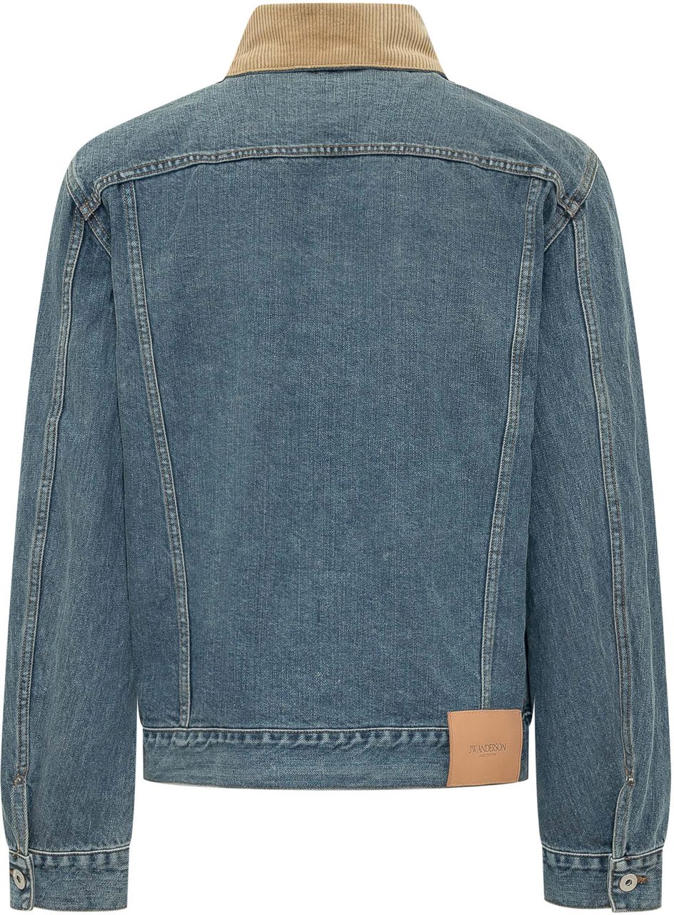 J.W. Anderson Giacca in Denim con Colletto in Velluto a Coste Blauw