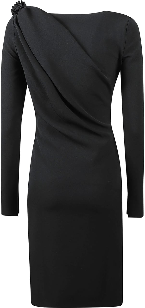 J.W. Anderson Shoulder Drape V Neck Dress Black Zwart