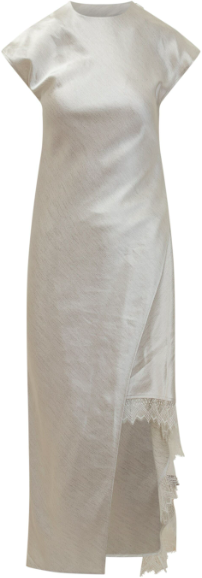 J.W. Anderson Asymmetric Lace Trim Layered Dress Off White Wit