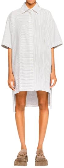 J.W. Anderson Short Sleeve Step Hem Shirt Dress Grey/white Wit