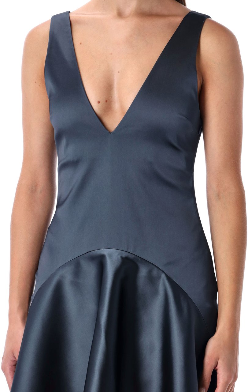 J.W. Anderson V Neck Draped Mini Dress Steel Blue Blauw