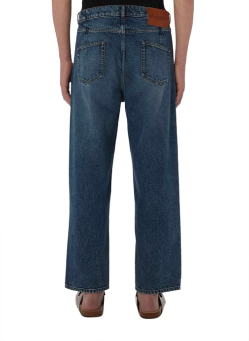 J.W. Anderson Cropped Straight Leg Jeans Mid Blue Blauw