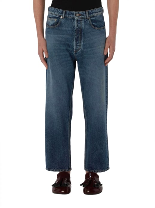 J.W. Anderson Cropped Straight Leg Jeans Mid Blue Blauw