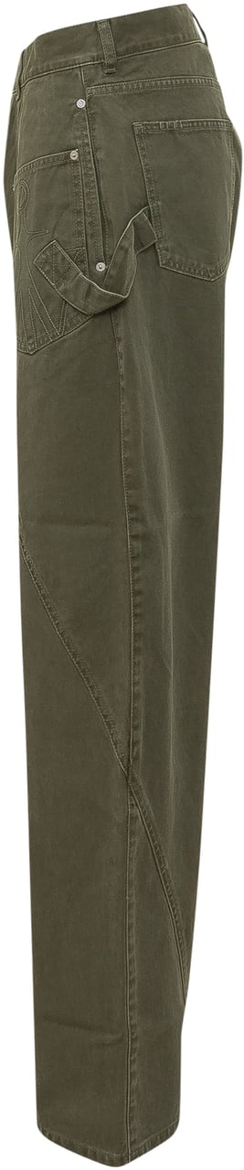 J.W. Anderson Jeans Twisted Workwear in Cotone Donkergroen