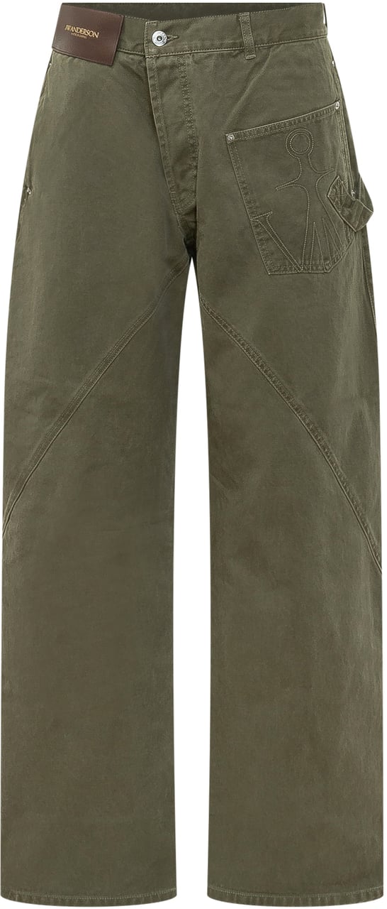 J.W. Anderson Jeans Twisted Workwear in Cotone Donkergroen