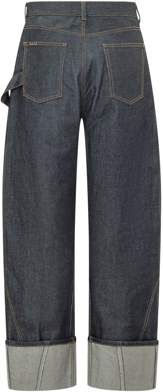 J.W. Anderson Jeans Twisted Workwear con Risvolto Navy