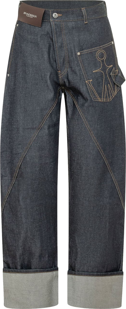 J.W. Anderson Jeans Twisted Workwear con Risvolto Navy