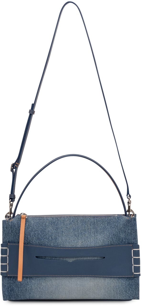 J.W. Anderson Borsa a Mano con Inserto in Denim e Chiusura con Zip Blauw