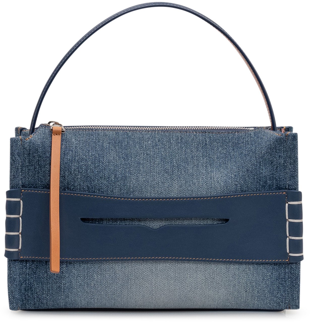 J.W. Anderson Borsa a Mano con Inserto in Denim e Chiusura con Zip Blauw