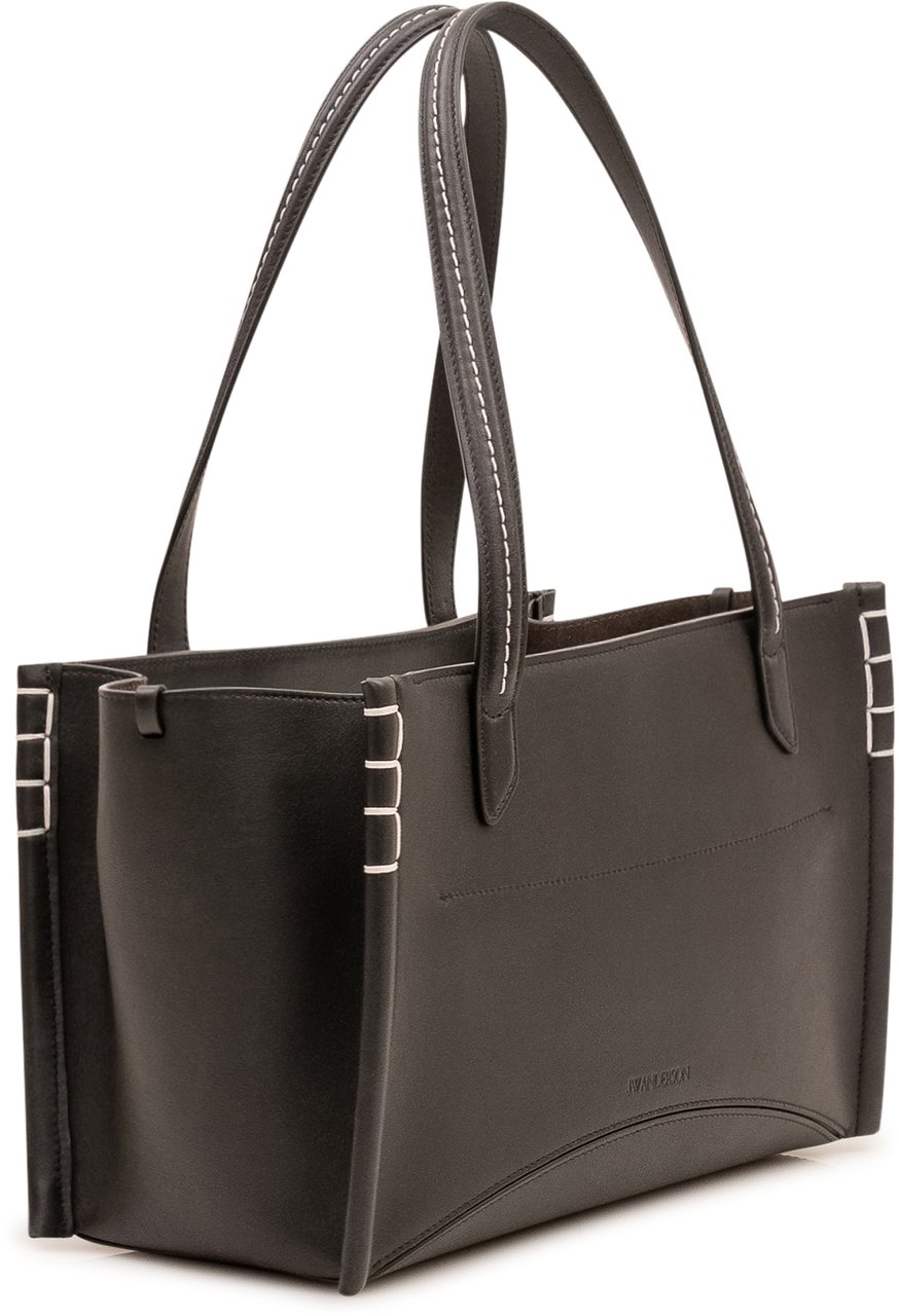J.W. Anderson Borsa Elongated Loafer Cabas con Impunture a Contrasto Zwart