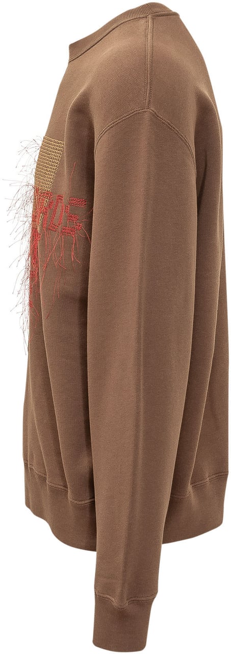 J.W. Anderson Felpa con Ricamo Frontale Sfilacciato Beige