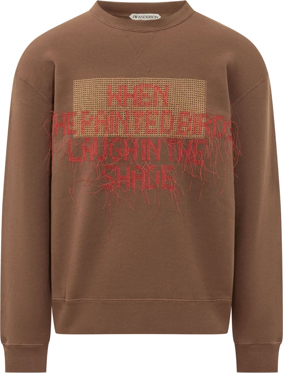 J.W. Anderson Felpa con Ricamo Frontale Sfilacciato Beige