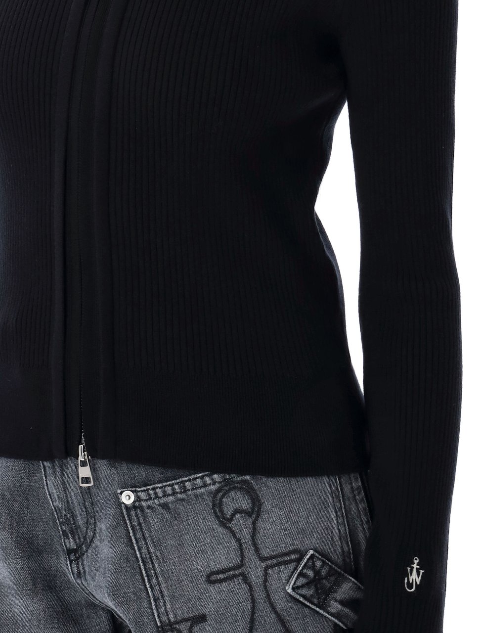 J.W. Anderson Fitted Zip Up Cardigan Nero Zwart