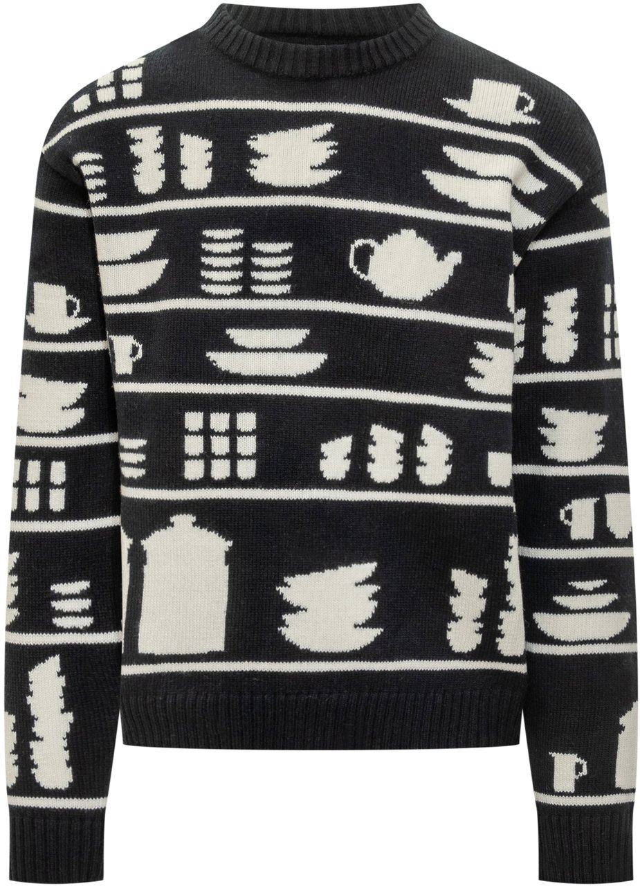 J.W. Anderson Maglia Nera con Stampa Grafica J.W Anderson Zwart