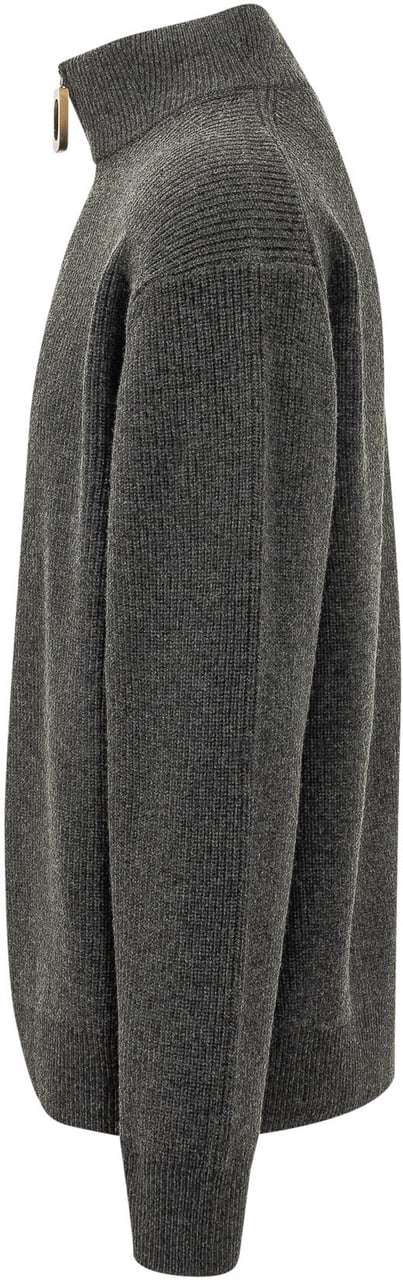 J.W. Anderson Pullover Half Zip con Collo Alto Donkergrijs