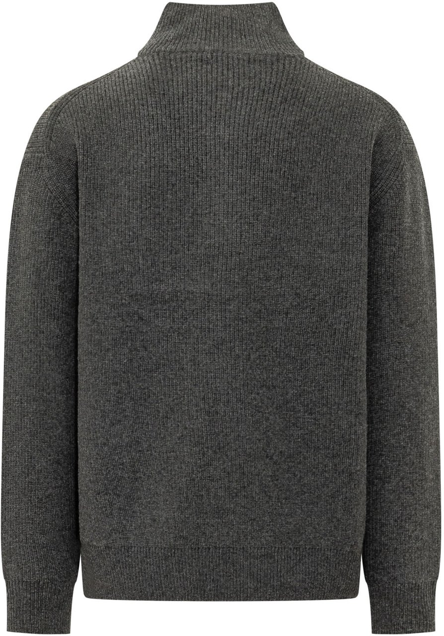 J.W. Anderson Pullover Half Zip con Collo Alto Donkergrijs