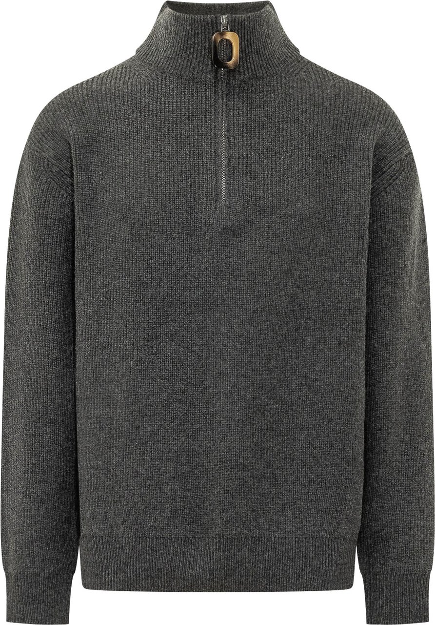 J.W. Anderson Pullover Half Zip con Collo Alto Donkergrijs