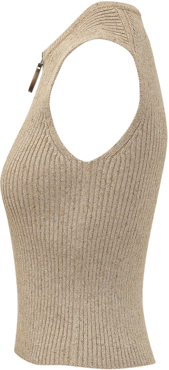 J.W. Anderson Top Smanicato a Coste con Zip Beige