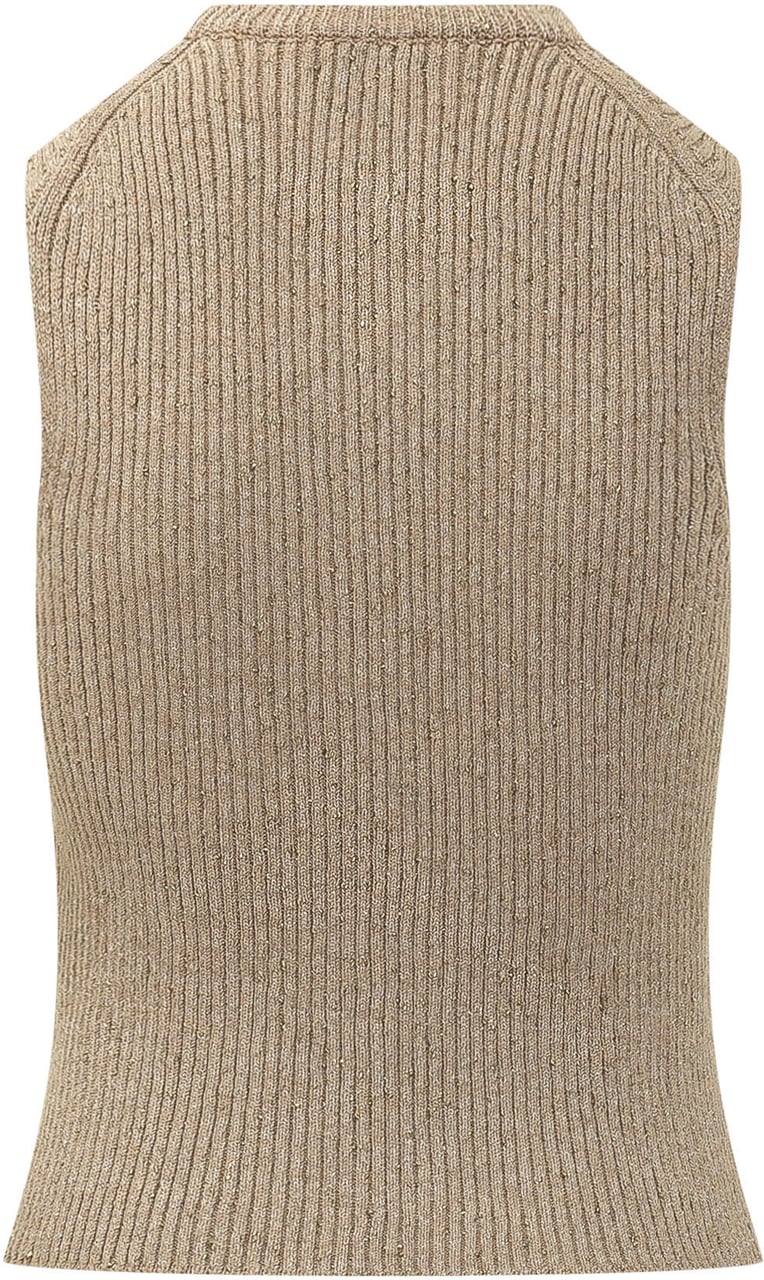 J.W. Anderson Top Smanicato a Coste con Zip Beige