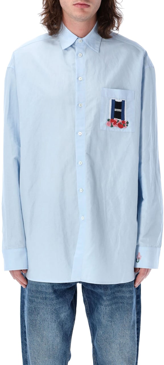 J.W. Anderson Window Emb Shirt Blu Blauw