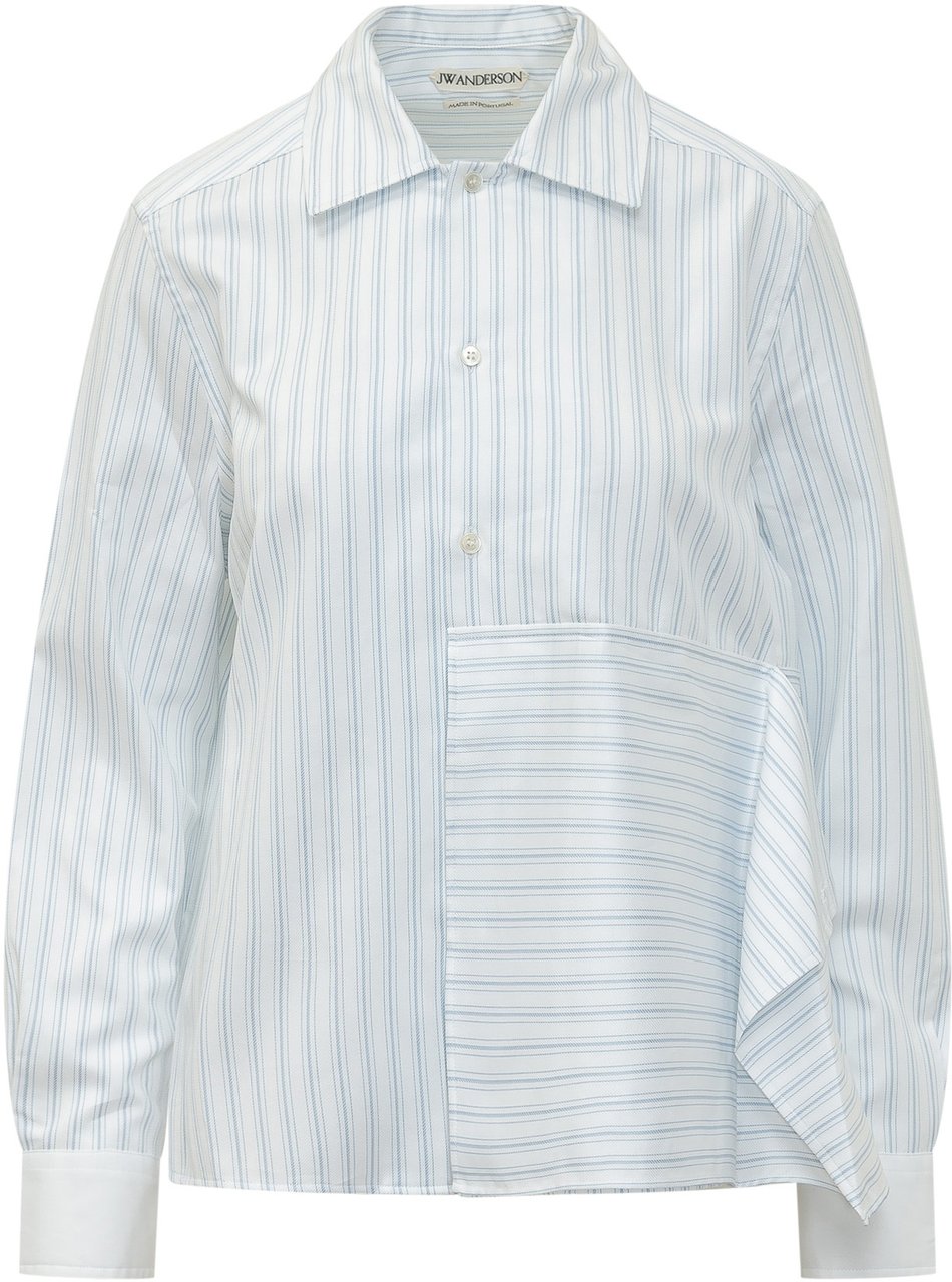 J.W. Anderson Camicia Asym Draped con Motivo a Righe Wit