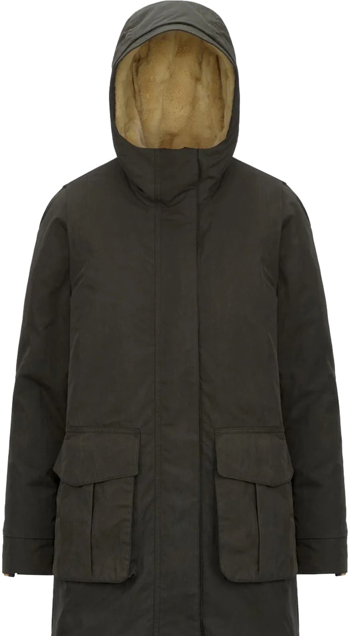 K-WAY Black Brunil Cotton Feel Hooded Coat Zwart