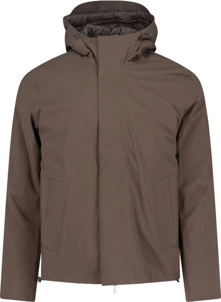 K-WAY Padded Brown Jacket with Drawstring Hood Bruin