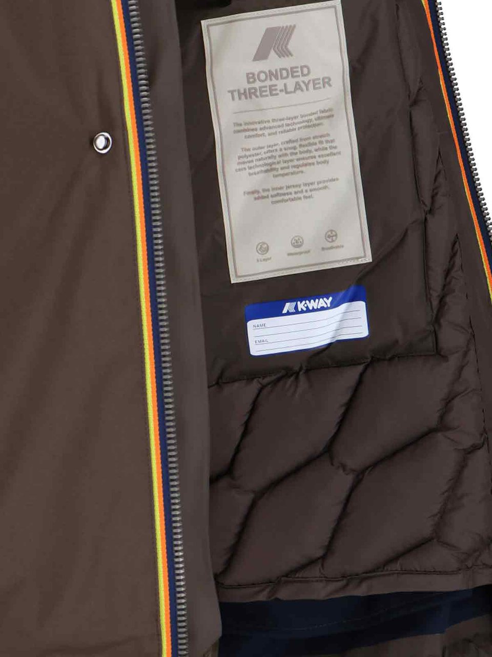 K-WAY Padded Brown Jacket with Drawstring Hood Bruin